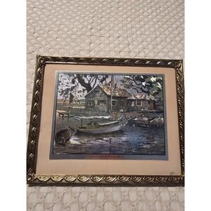 Antique Color Etching Foil "POINT PLEASANT" By Lionel Barrymore